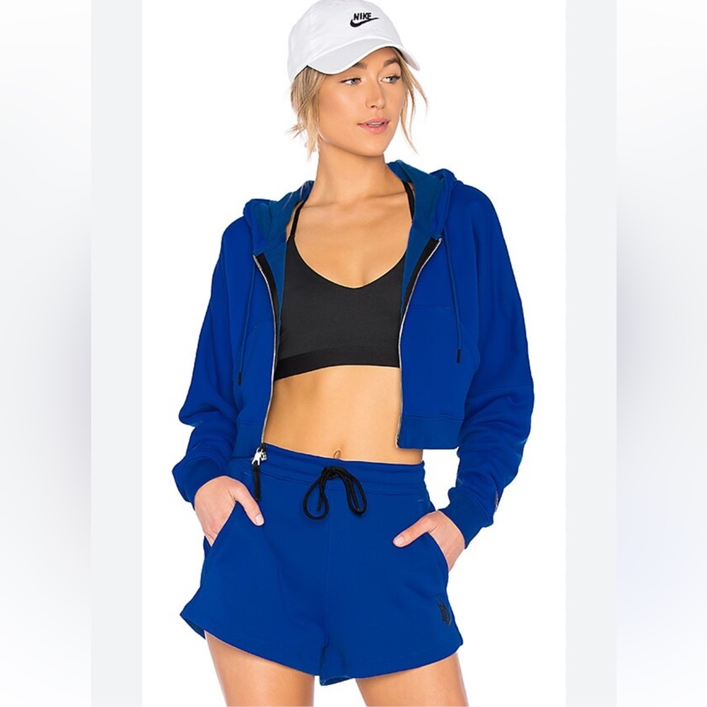 Nike Women's Blue Cropped Hoodie